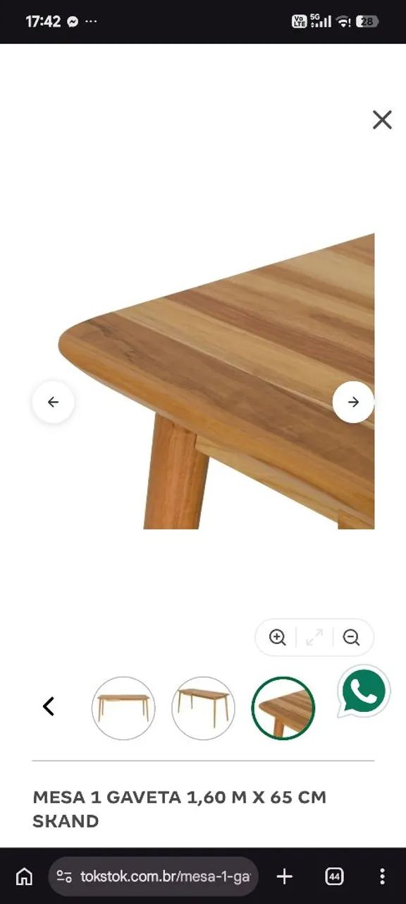 MESA 1 GAVETA 1,60 M X 65 CM SKAND - Foto 3