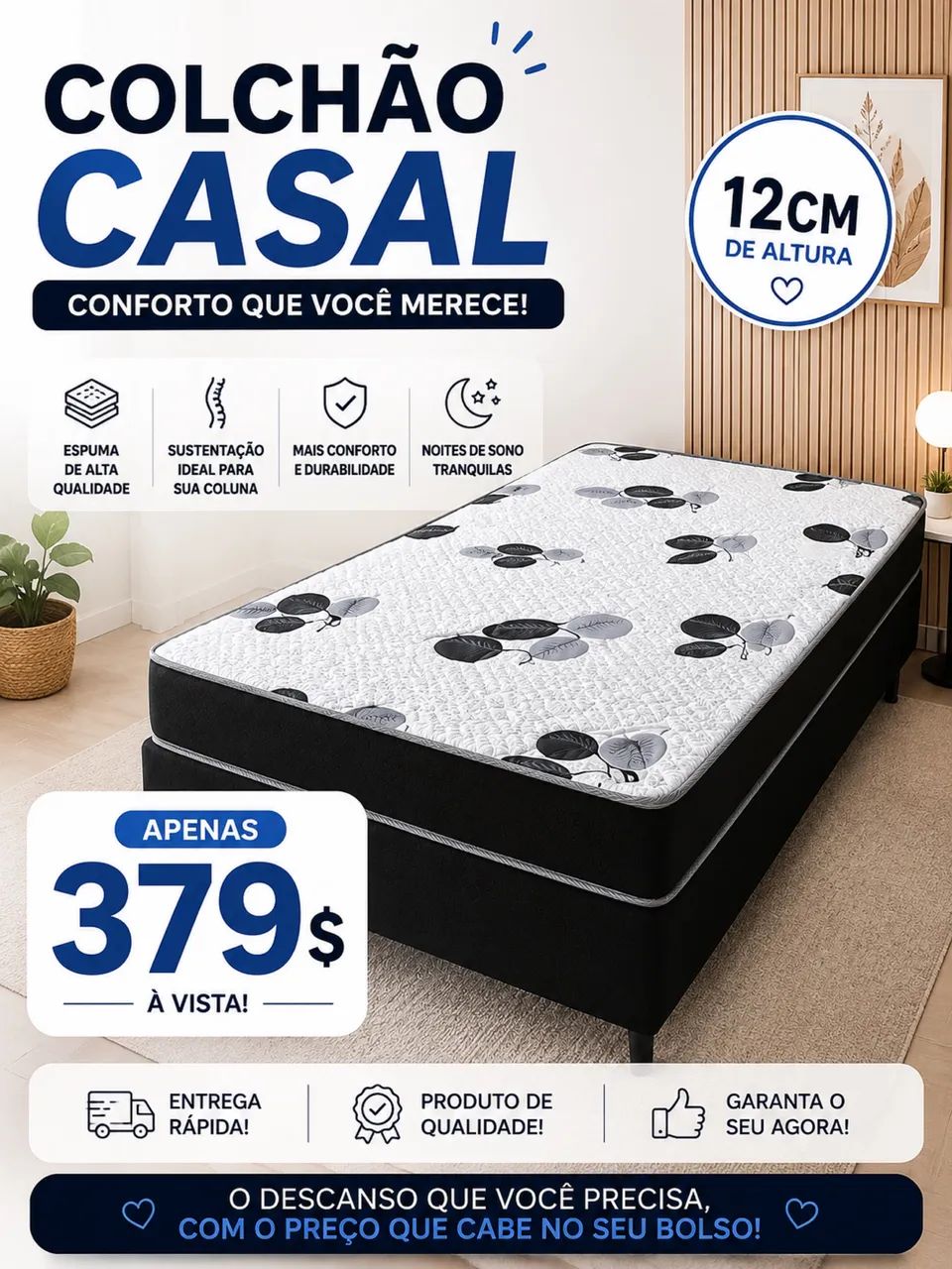 COLCHÃO CASAL 12 cm 