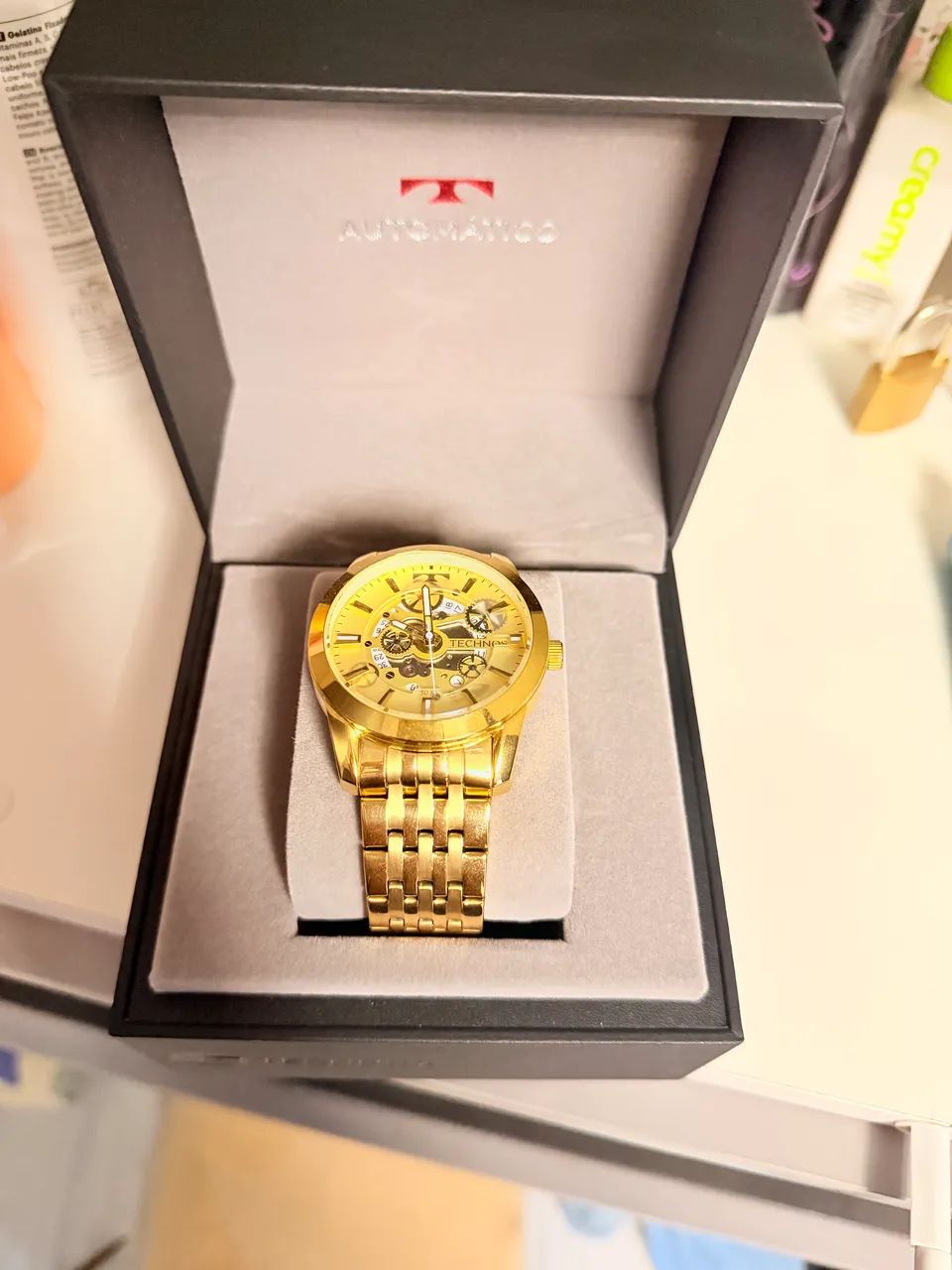 Relógio Masculino Technos Dourado Automático - Foto 2