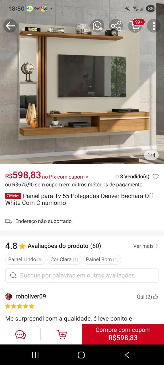 Painel TV semi novo - Foto 2