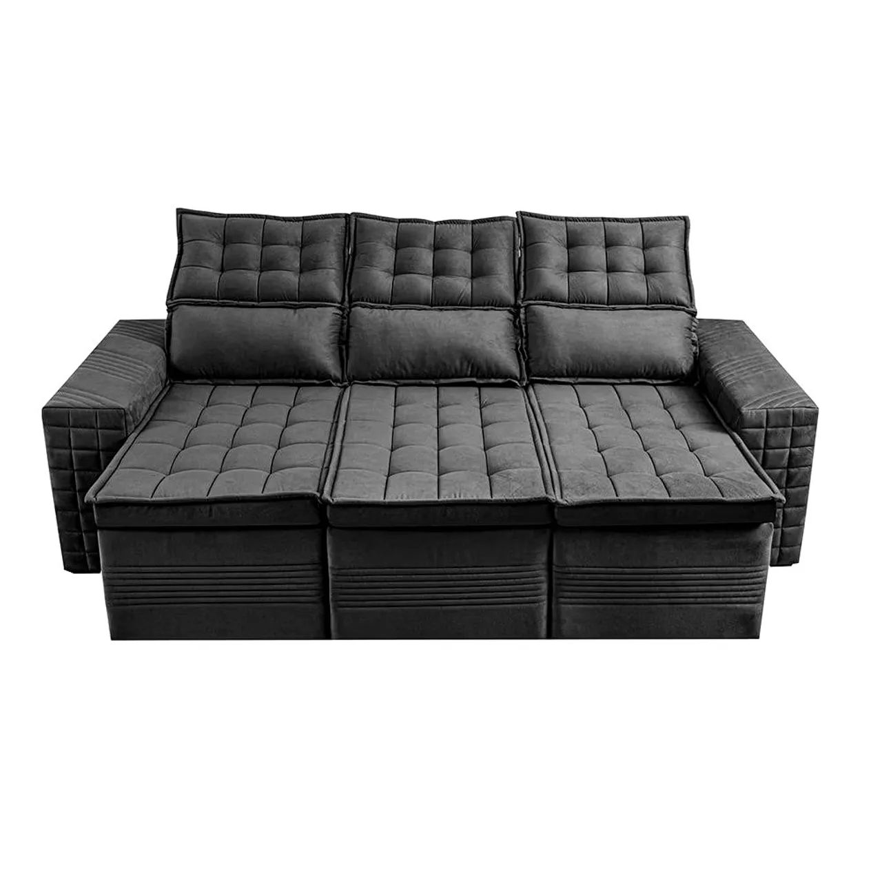 Sofá 3 Lugares Retrátil e Reclinável Cama inBox Senses 2,00m Velusoft Cinza - Foto 5