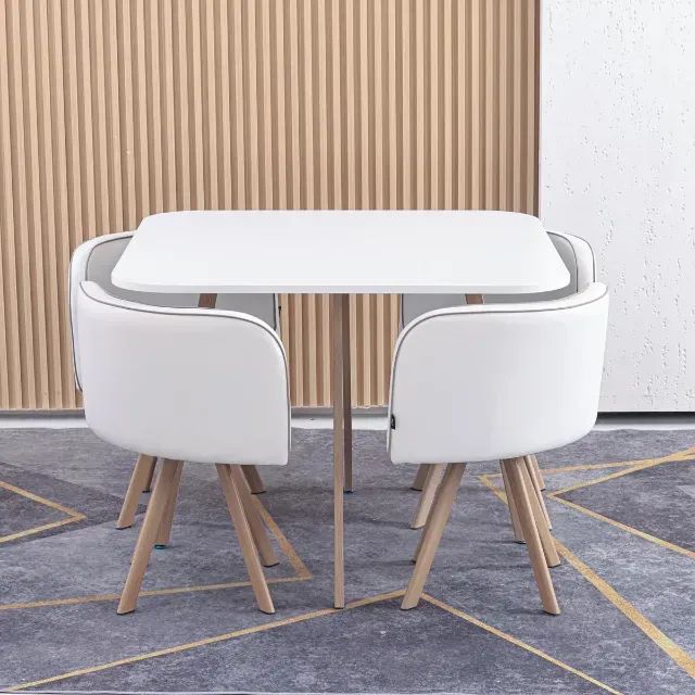 Conjunto Mesa de Jantar Pizza Branco 4 Cadeiras Just Home Collection - Foto 5