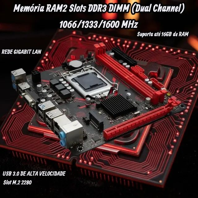 Placa Mãe Gamer Lga 1155 B75 Ddr3 M2 Nvm ( Suporte TPM 2.0