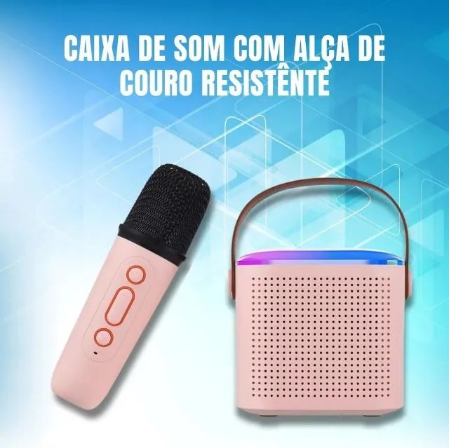 Mini Caixa de Som Bluetooth com Microfone Karaokê Infantil - Foto 3