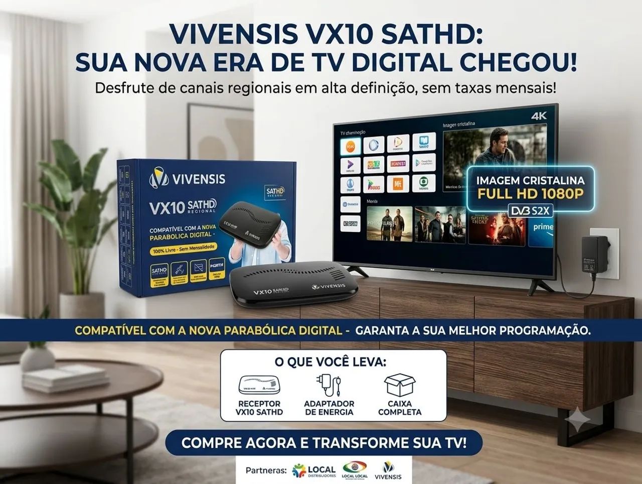 Receptor Digital Vivensis VX10 SAT HD Regional - Sem Mensalidade  - Foto 5