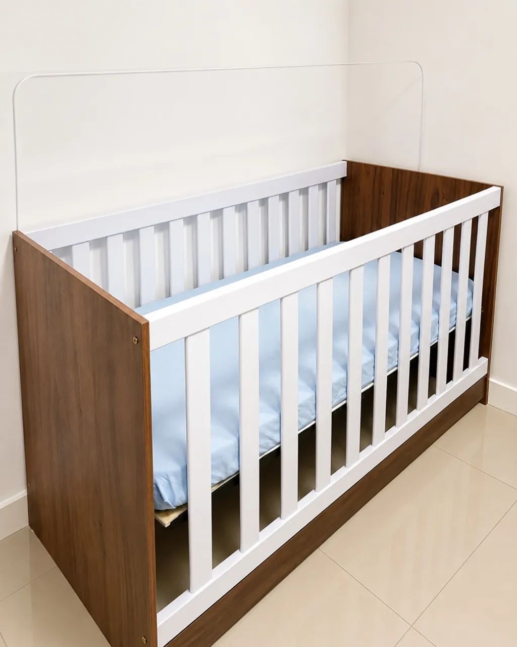Berço MDF Branco e Marrom  - Foto 3