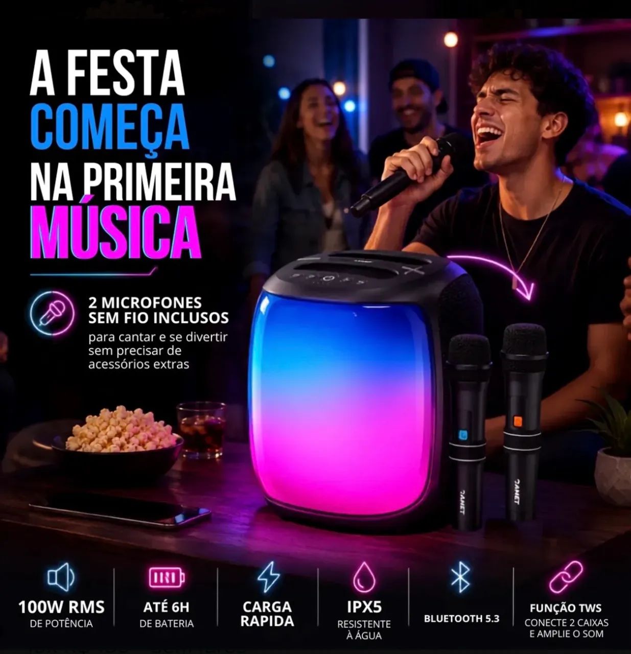 Caixa de som karaokê  - Foto 5