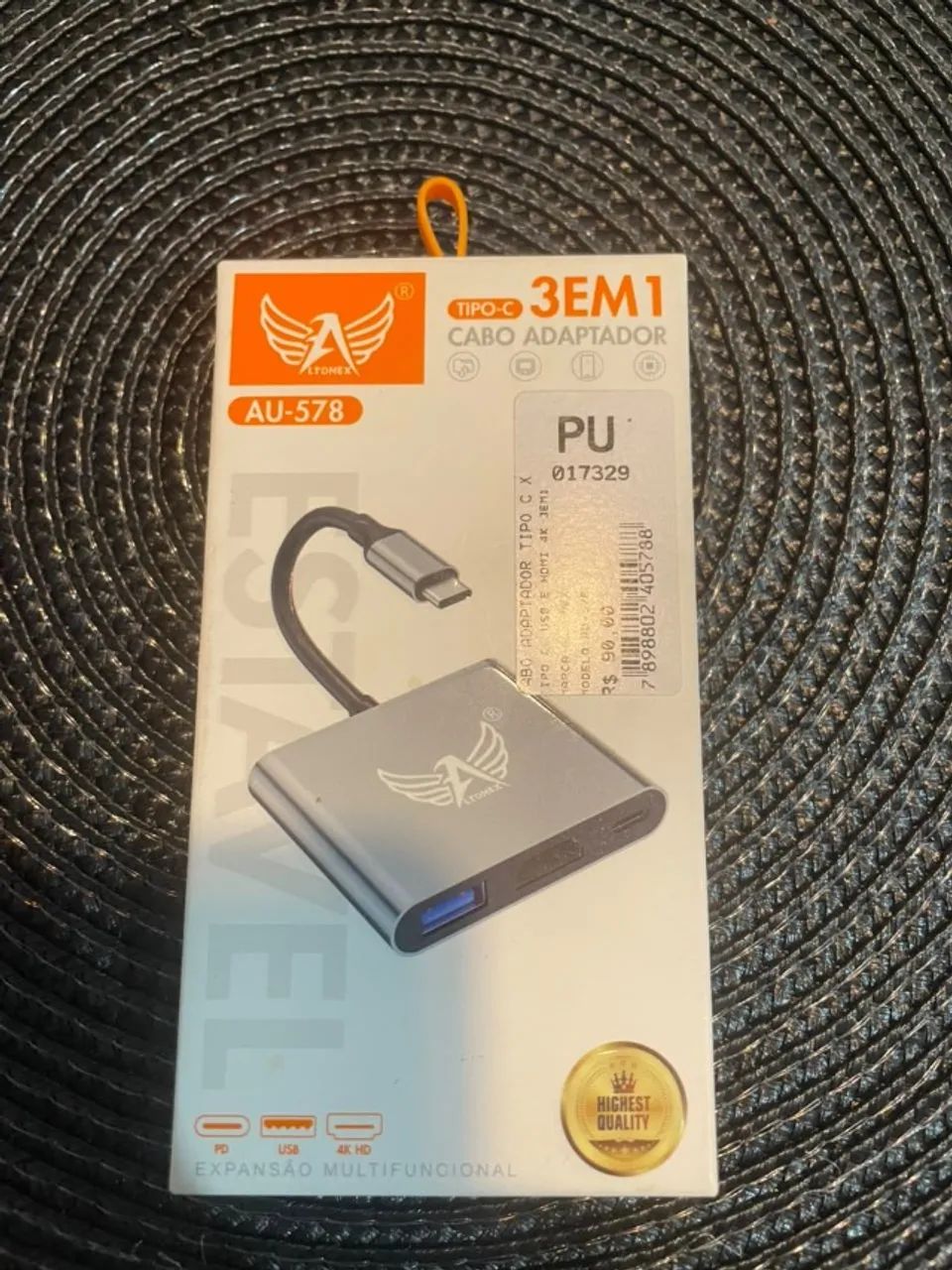 Adaptador USB-C 3 em 1, Hub HDMI 4K, USB 3.0, Carregamento Rápido, Compatível com MacBook 