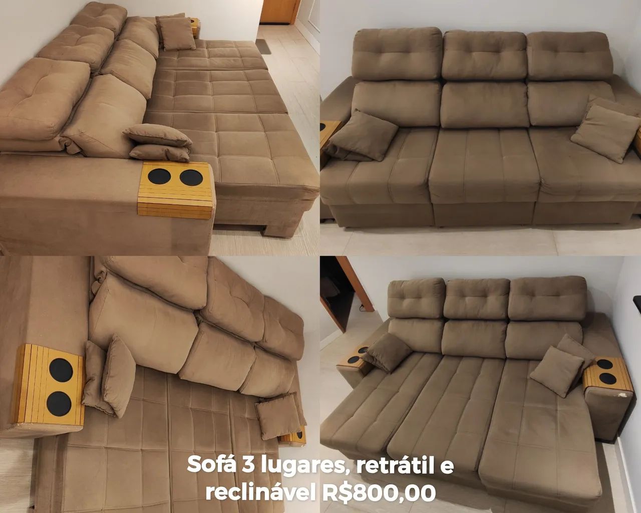 Sofá retrátil e reclinável 