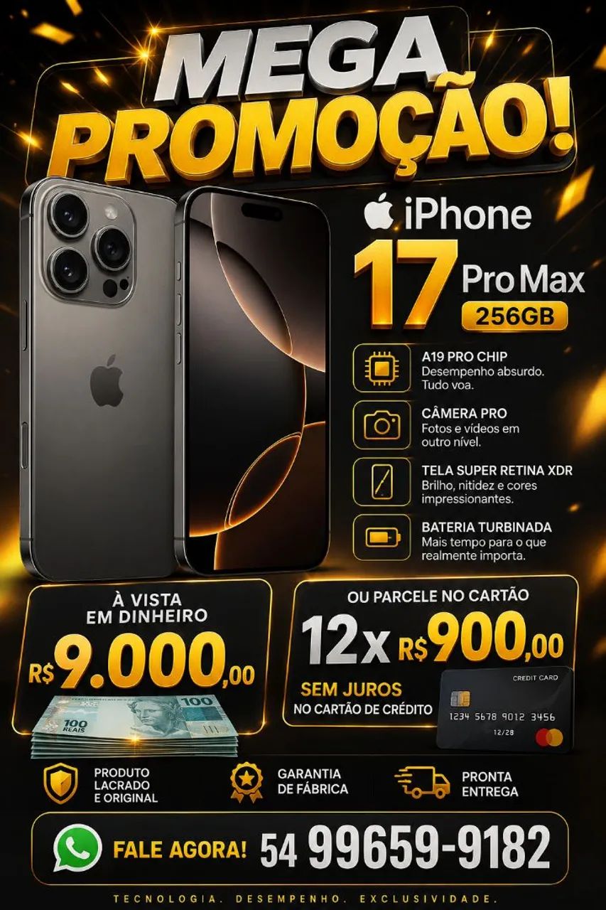 iPhone 17 pro Max 256 g novo