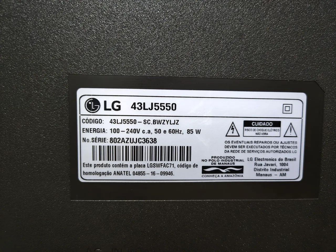Vendo tvLG 43 polegadas com display quebrado, para retirada de peças  - Foto 3