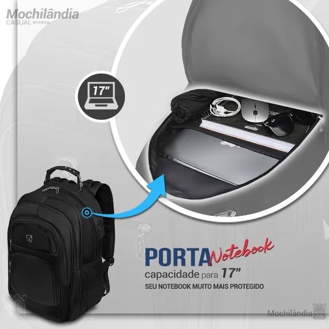 Mochila Escolar Juvenil Adulta Reforçada Impermeável Cabo de Aço - Foto 5