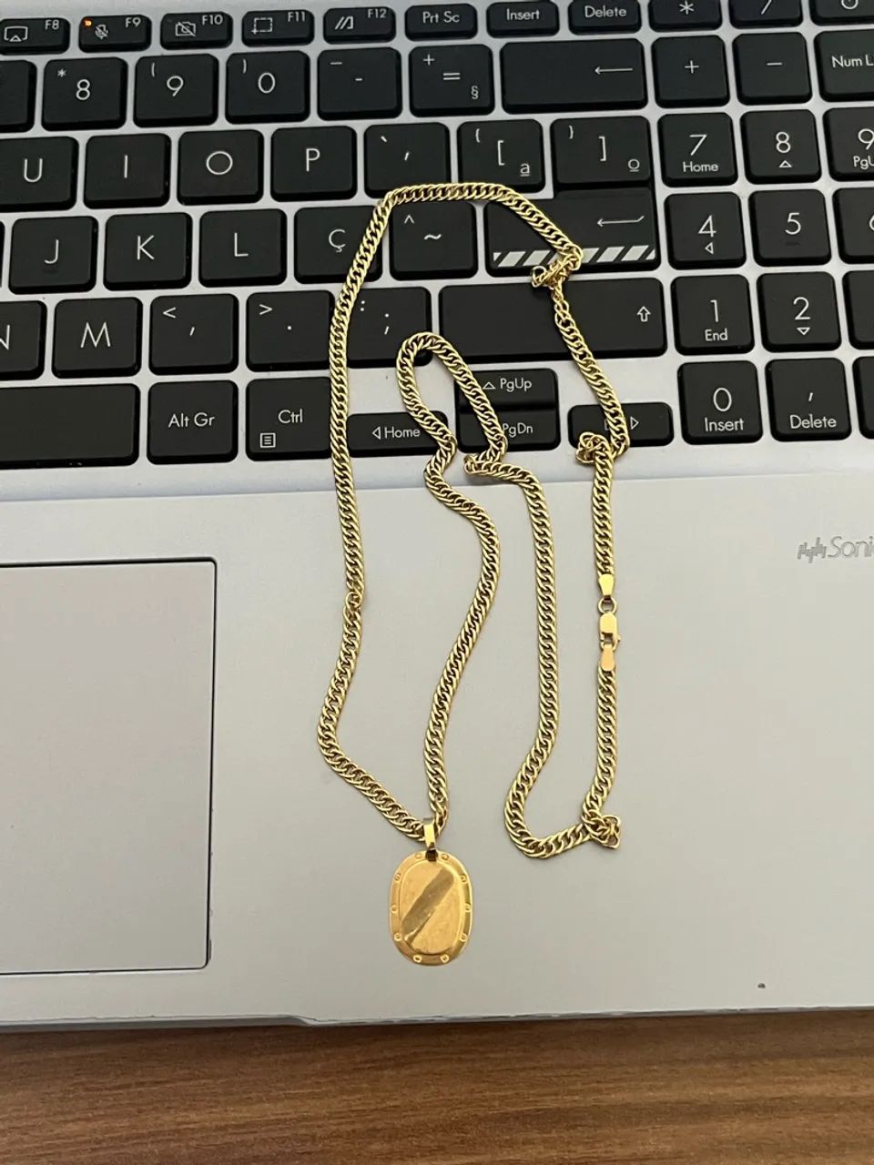 Corrente Grumet com pingente Ouro 18k 