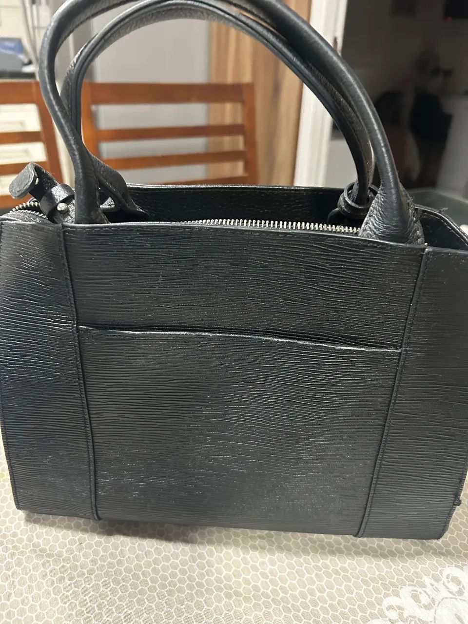 Bolsa tote  de couro preta bela