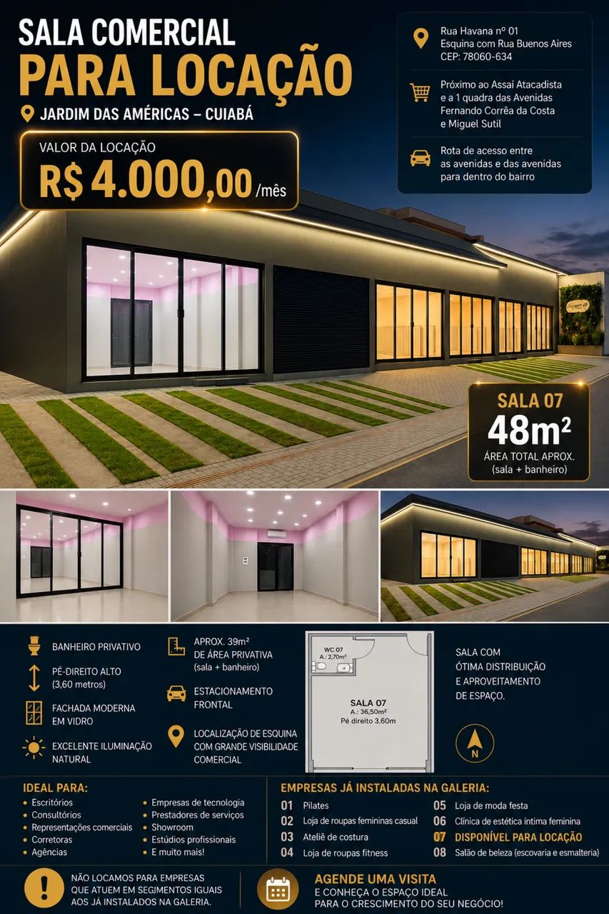 Sala comercial locação jd das américas 