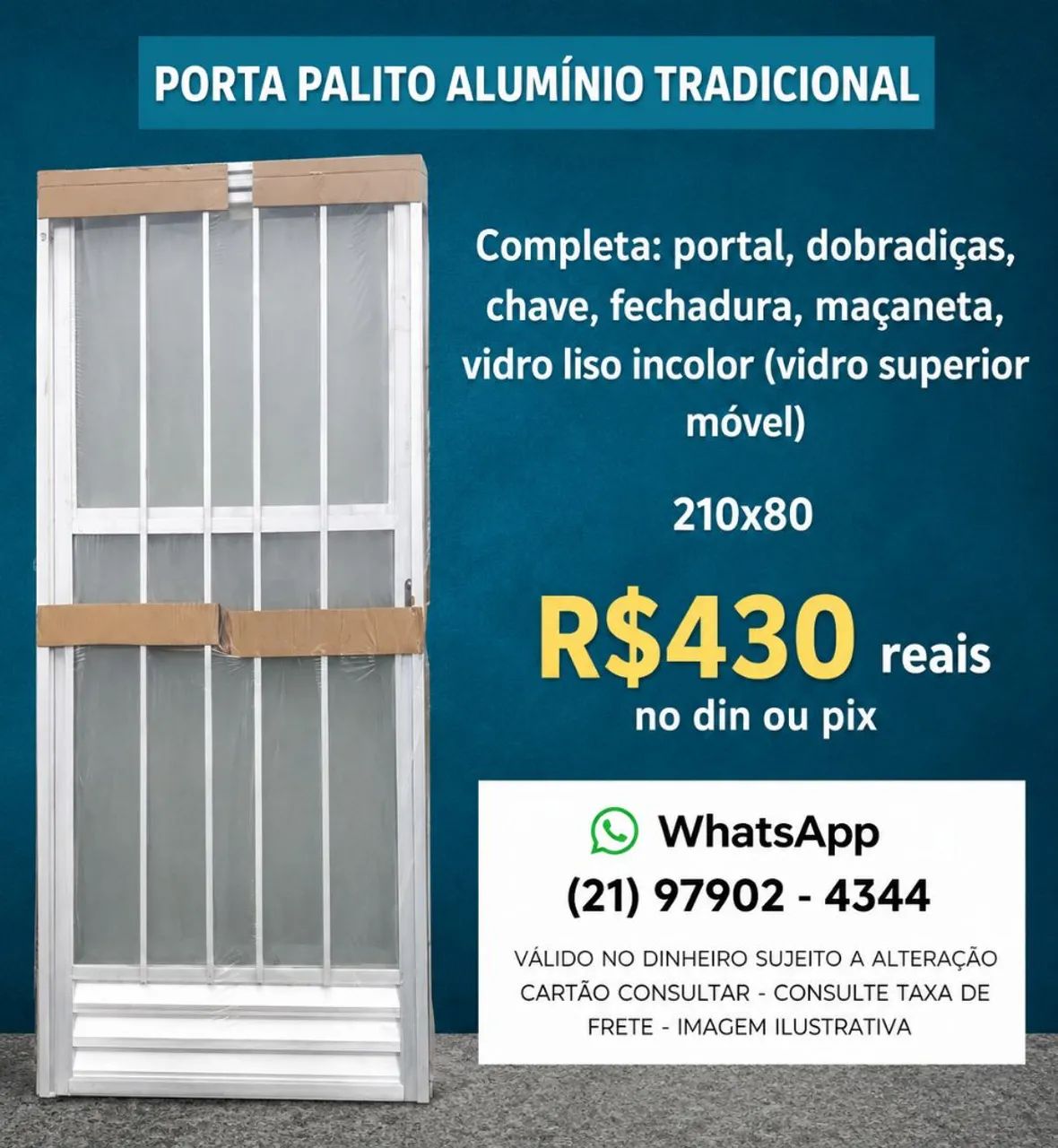Porta de alumínio completa 