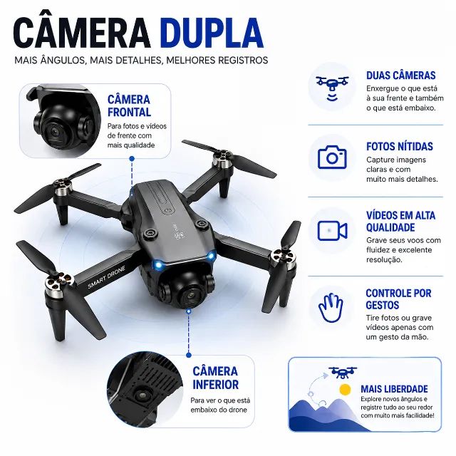 Drone CZ25 MAX Brushless Câmera Dupla 2 Baterias Optical Flow Altitude Hold Headless  - Foto 2