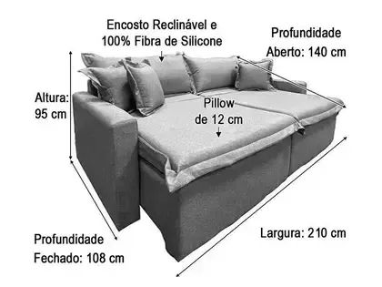 Sofá Retrátil 3 Lugares Linho - Confortável - Foto 2