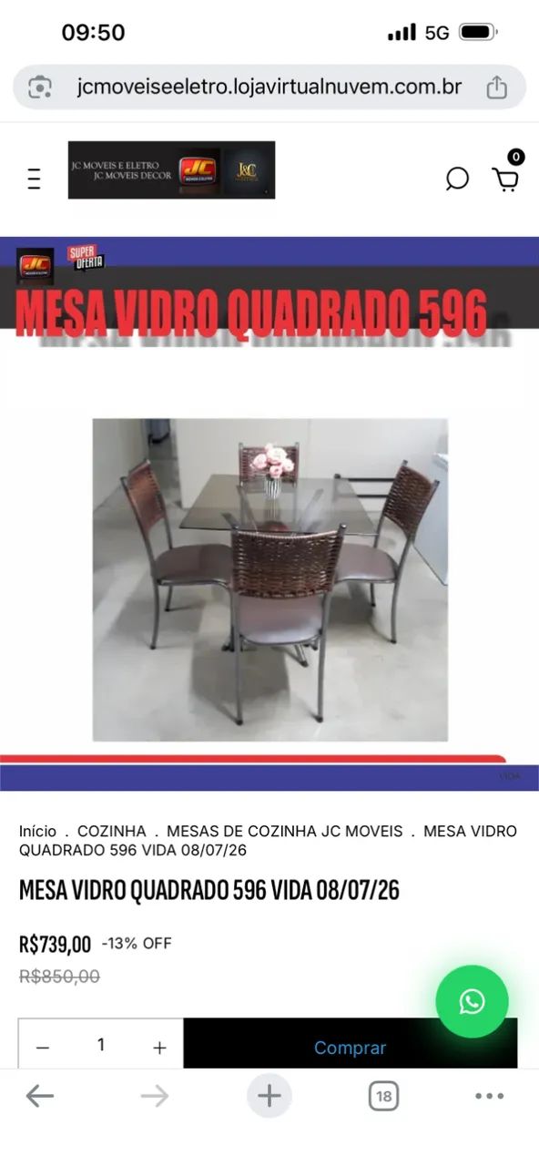 MESA 4 CADEIRAS 596