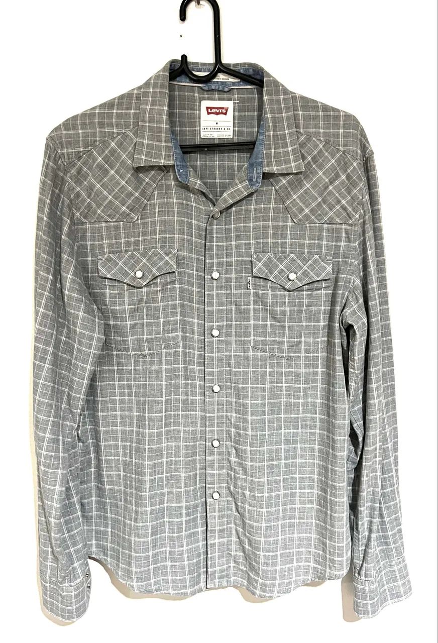 Camisa Levis xadrez masculina cinza M - Foto 3