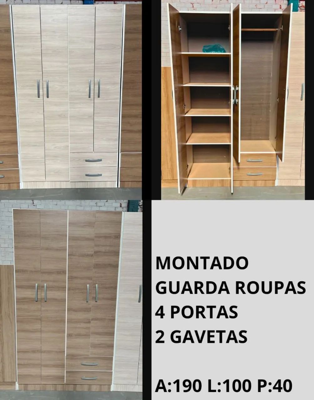 Roupeiros Guarda Roupas 2, 3, 4 e 6 Portas NOVO Solteiro Casal a partir 216,00 - Foto 4