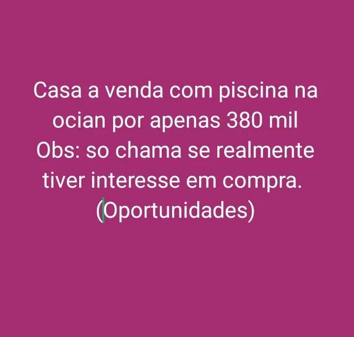 Casa com piscina oportunidade 380 mil