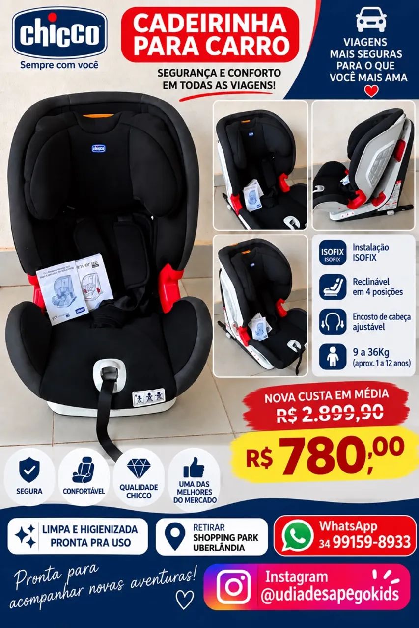 Cadeirinha Chicco com ISOFIX 9 a 36Kg