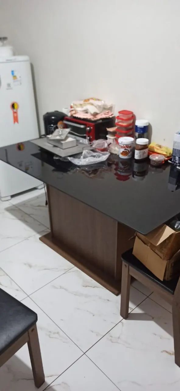 Mesa madesa com tampo de vidro  - Foto 2