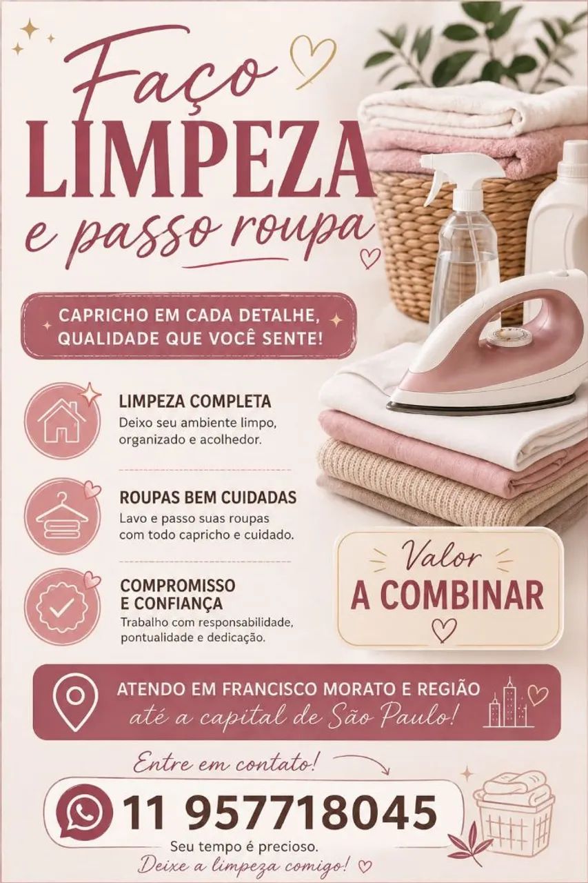 Limpeza e Passadoria em Francisco Morato e Região!