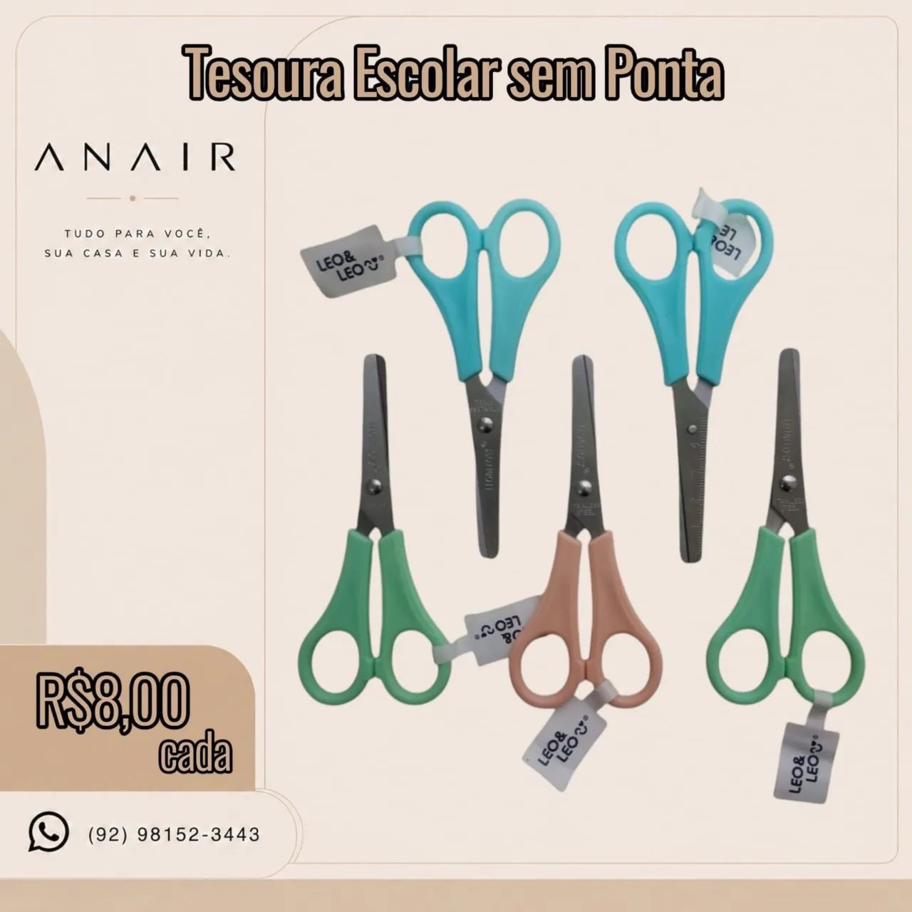 Tesoura Escolar sem Ponta 