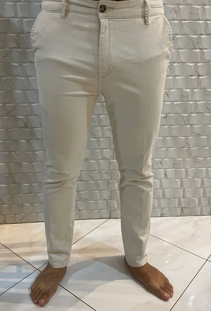 Calça Sarja Masculina Cor Areia Tamanho 44 Original - Foto 4