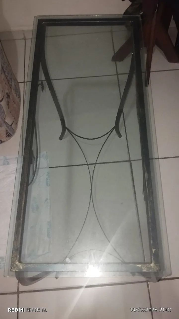 Mesa de vidro e ferro envelhecido - Foto 4