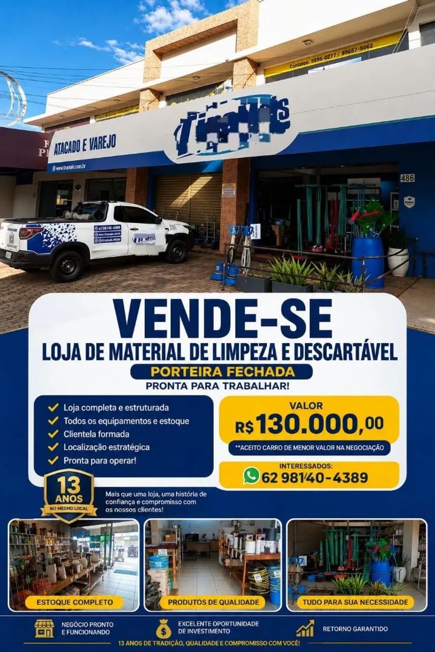 Vendo loja de produtos de limpeza completa