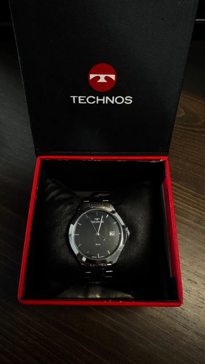 Relógio Technos Original - Prateado com Fundo Preto (Seminovo) - Foto 2