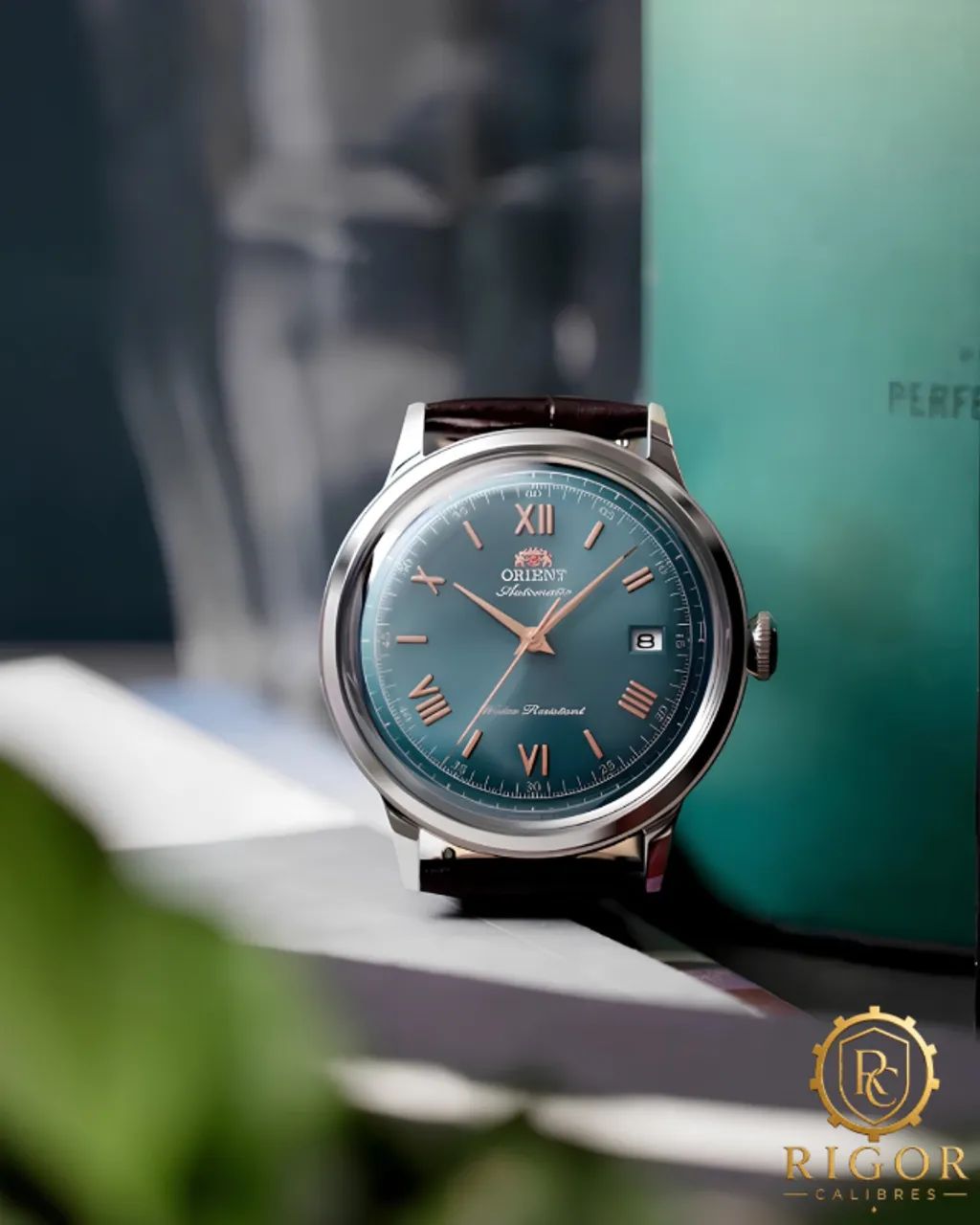 Relógio Orient Classic Automático RA-AC0023E30B - Mostrador Verde Claro Pulseira de Couro - Foto 5