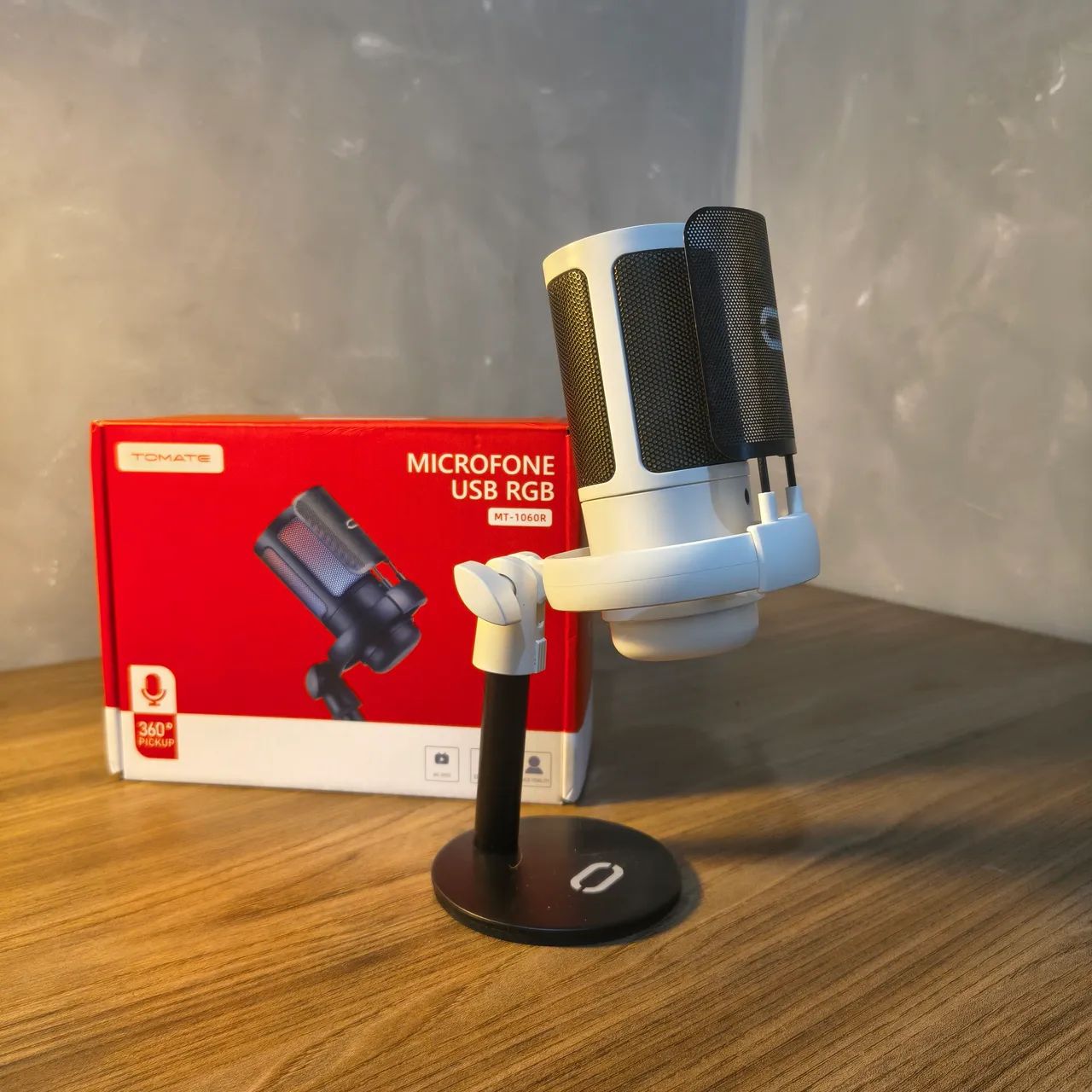 Microfone de Mesa Tomato USB Branco | Aceito Cartão | Entrego & OLX Pay - Foto 2