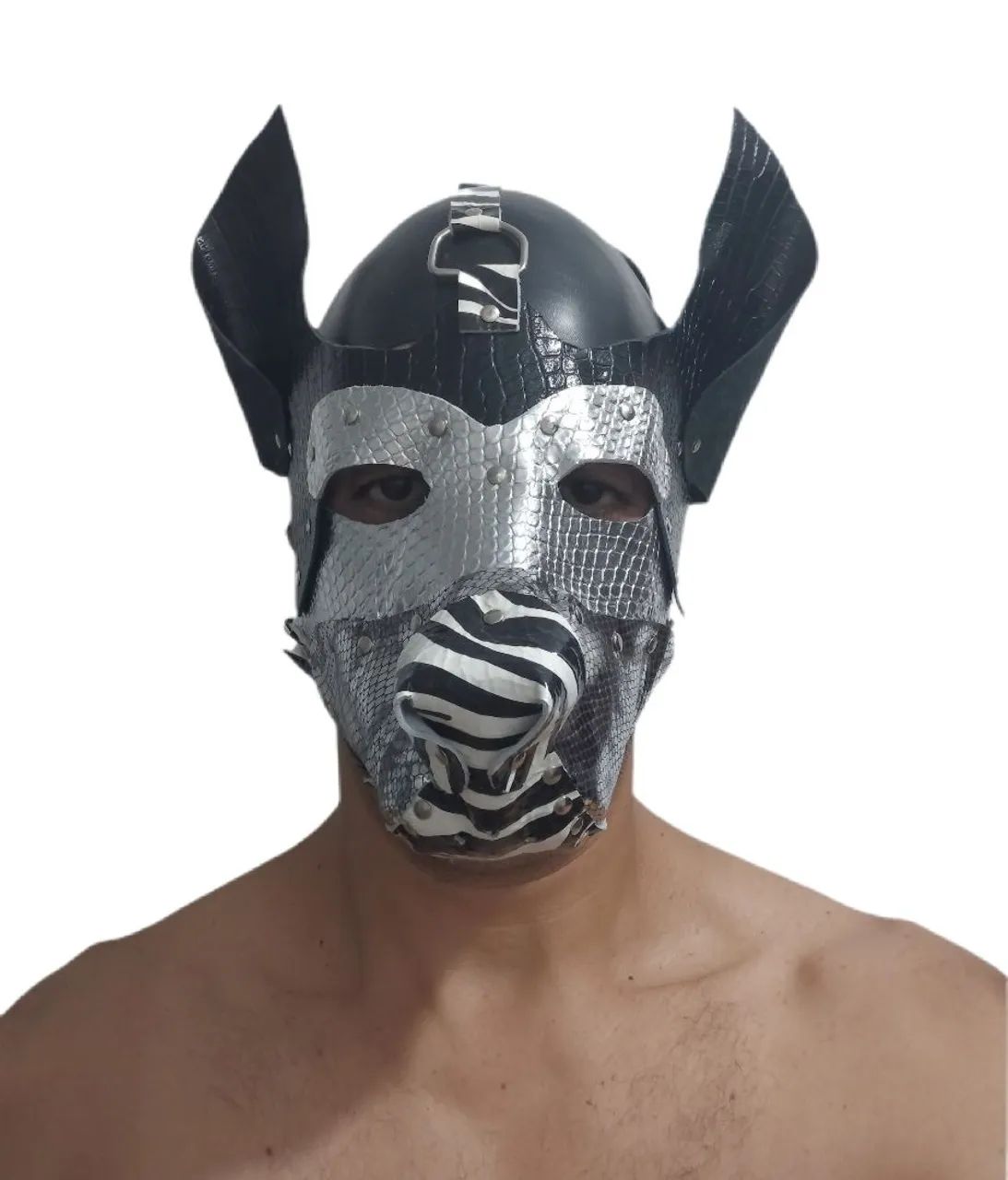 Máscara De Couro para prática de Puppy play / Bdsm