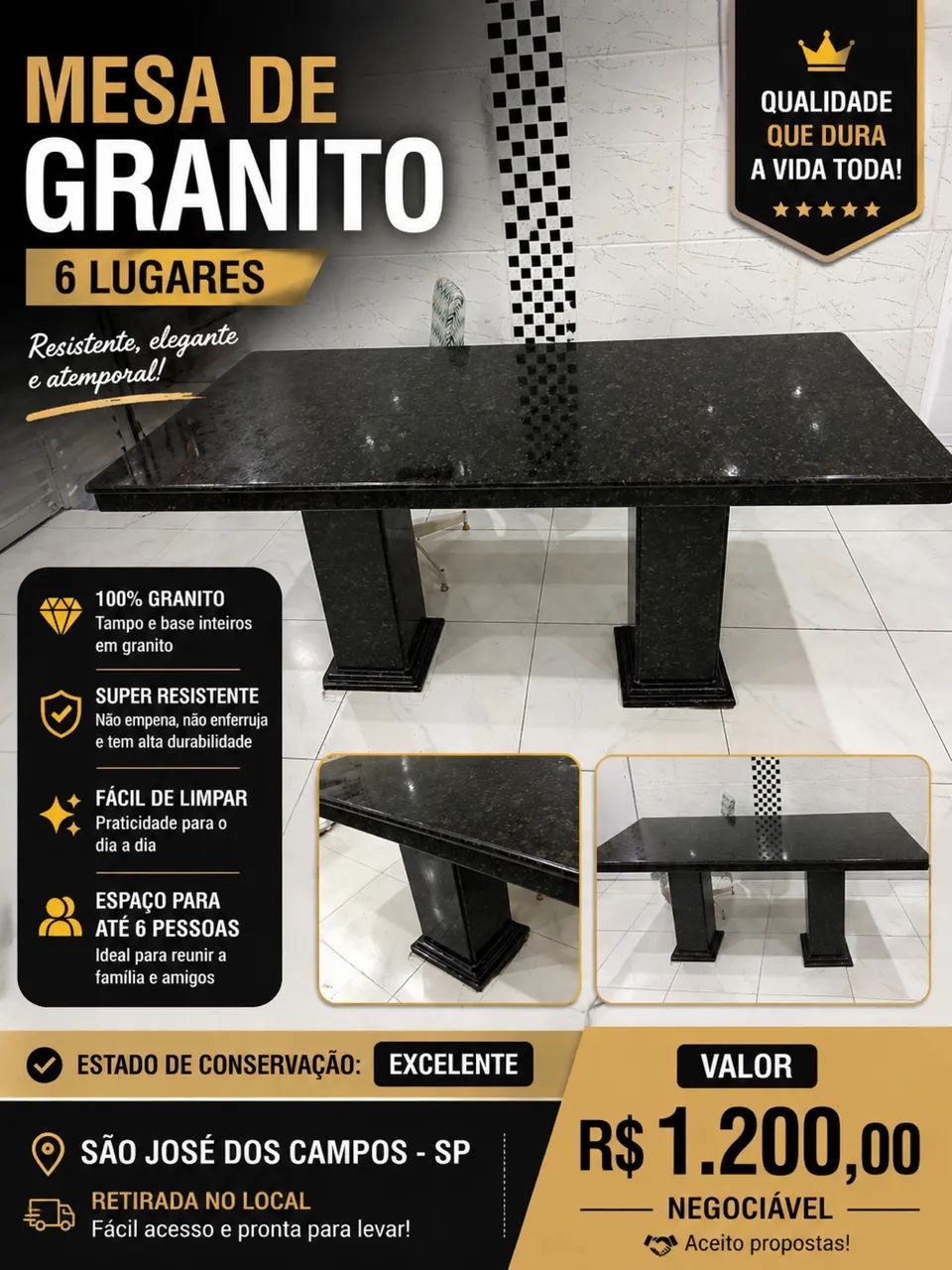Mesa de granito 6 lugares 