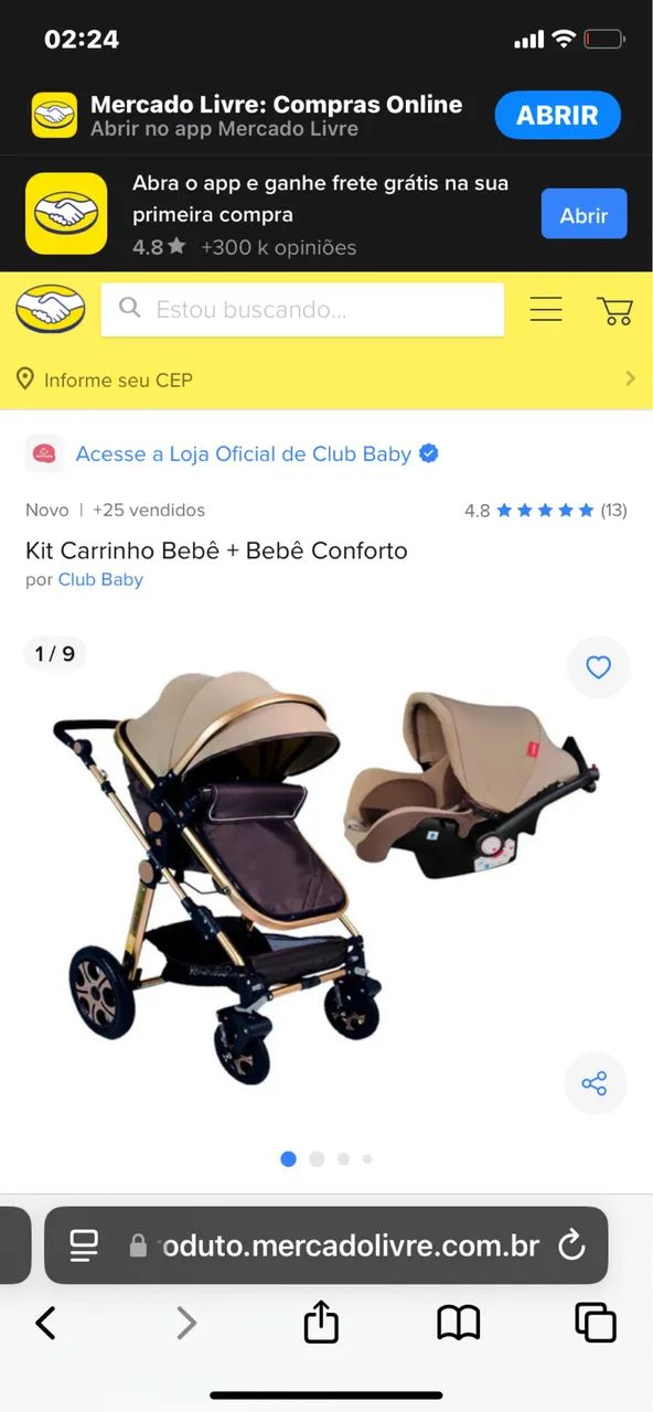 Carrinho de bebê Moisés 