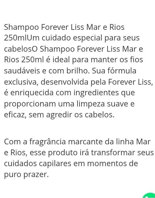 Shampoo mar&Rios 250gr ( forever liss) - Foto 3