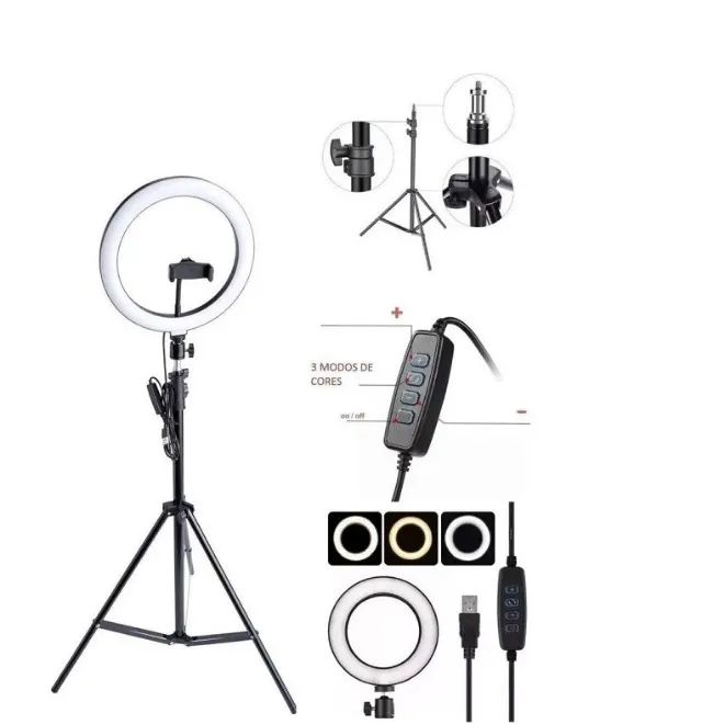 Kit  Led Ring Light Tripé Suporte Celular  - Foto 3