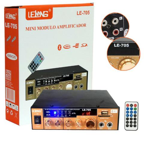 Mini Amplificador de Som Bluetooth Karaoke Le-705 Lelong 110v Usb Cartão Mp3 Fm 2 Canais