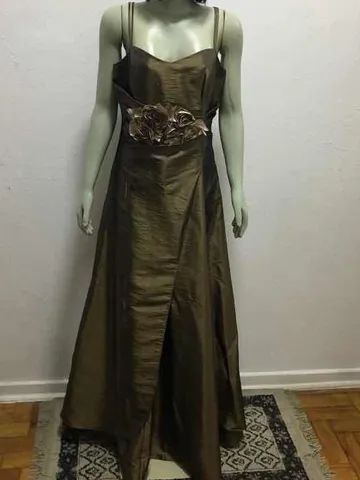 Vestido Alfaiataria Longo Ouro Velho Tamanho P Impecável