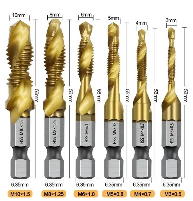 6 UN Brocas Macho Fura Faz Rosca M3, M4, M5, M6, M8, M10 Dourada - COD 1191 - Foto 6