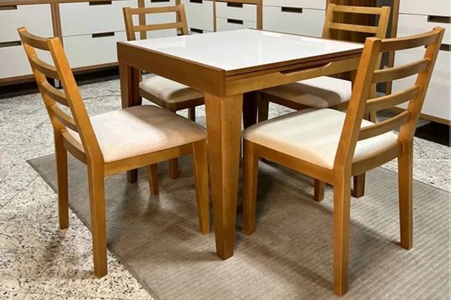 Mesa extensível Madeira Maciça com 4 Cadeiras rf6 - Foto 3