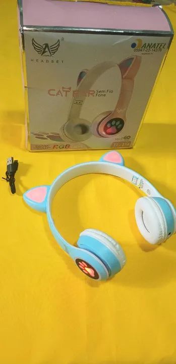Headset Gamer Cat Ear com LED - Fone de Ouvido 
