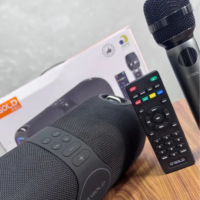 Caixa de Som Bluetooth Portátil 120W com Karaokê e Microfone Sem Fio Resistente a Respingo - Foto 4