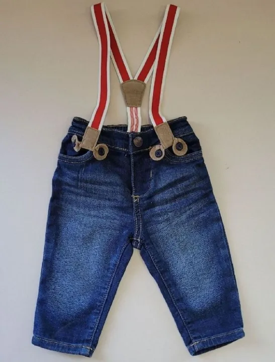 Calça Jeans com Suspensórios para Bebê