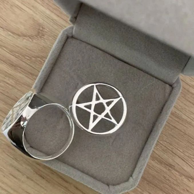 Anel em Prata Salomão/Pentagrama 