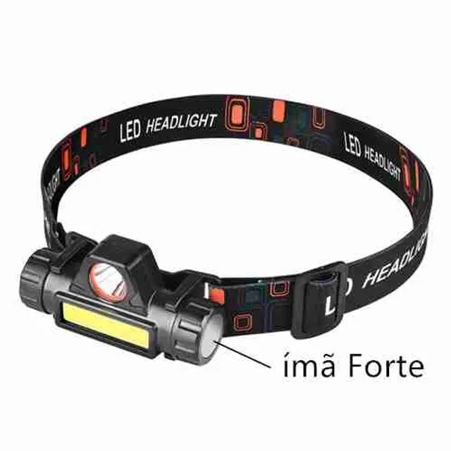 Lanterna de Cabeça Recarregável com Led COB para Caminhada Pesca Ciclismo - Foto 4